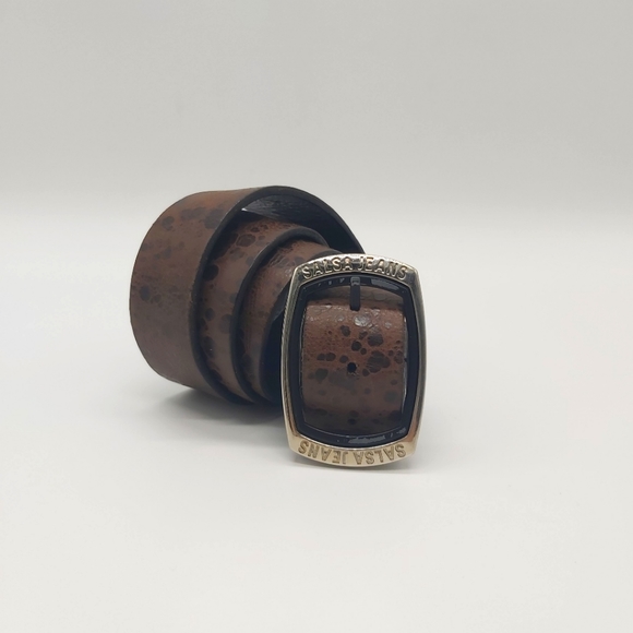 Vintage leather belt | Reversible brown and black belt | Big buckle leat… - Picture 1 of 9